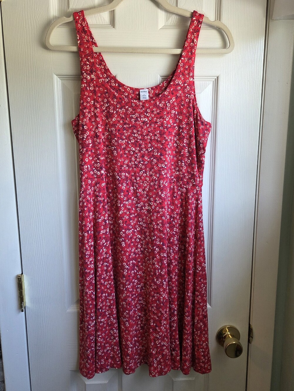 Old Navy Fit & Flare Red Floral Tank Dress - Picture 2 of 6